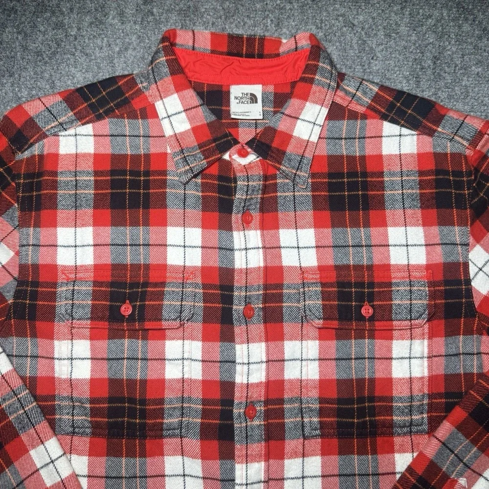The North Face Arroyo Button Up Flannel Shirt Shacket Men Large Red Plaid Button